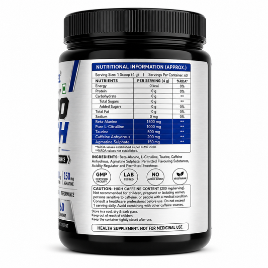 IGNITEXFUEL NITRO RUSH Pre-Workout – Fruit Punch | 240g | 60 Servings