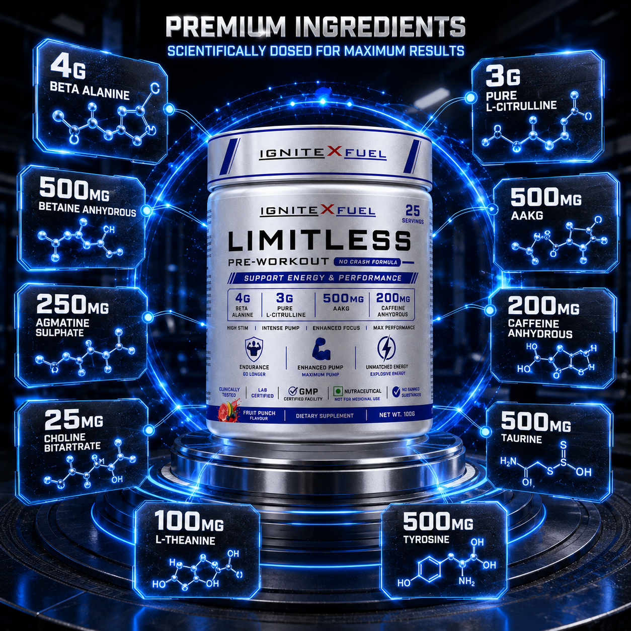 IGNITEXFUEL LIMITLESS Pre-Workout – Fruit Punch | 100 g