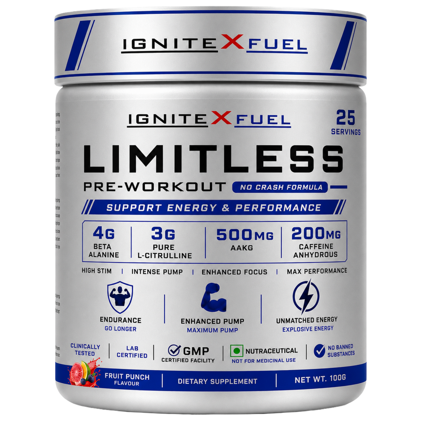 IGNITEXFUEL LIMITLESS Pre-Workout – Fruit Punch | 100 g